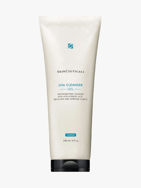 SkinCeuticals LHA Cleanser Gel in branded component on a light gray background