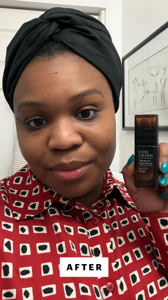 Cruel after applying the Este Lauder Advanced Night Repair Eye Lift Sculpt Eye Cream