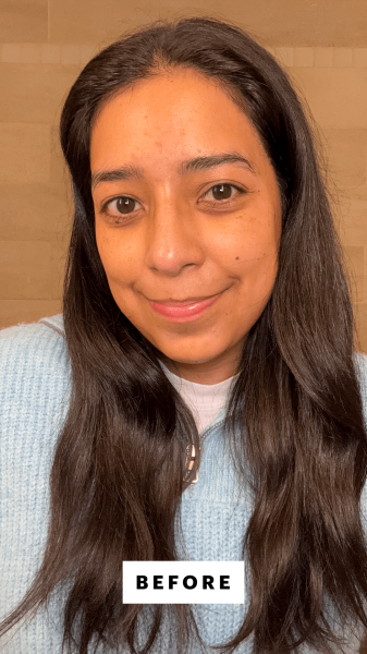 Foresto before applying the Caudalie ResveratrolLift Depuffing Eye Cream